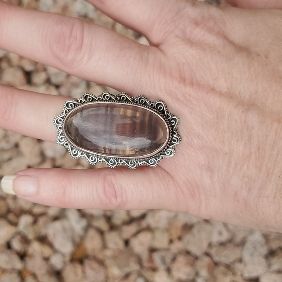 New Oversized Fluorite 925 Silver Ring. - Picture 11 of 16